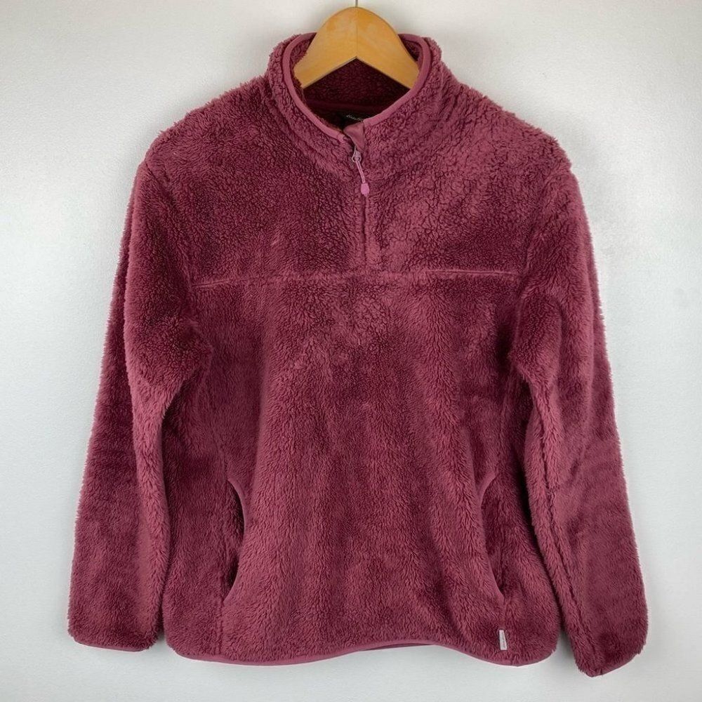 Eddie Bauer 1/4 Zip Teddy Bear Pullover Pink Size M